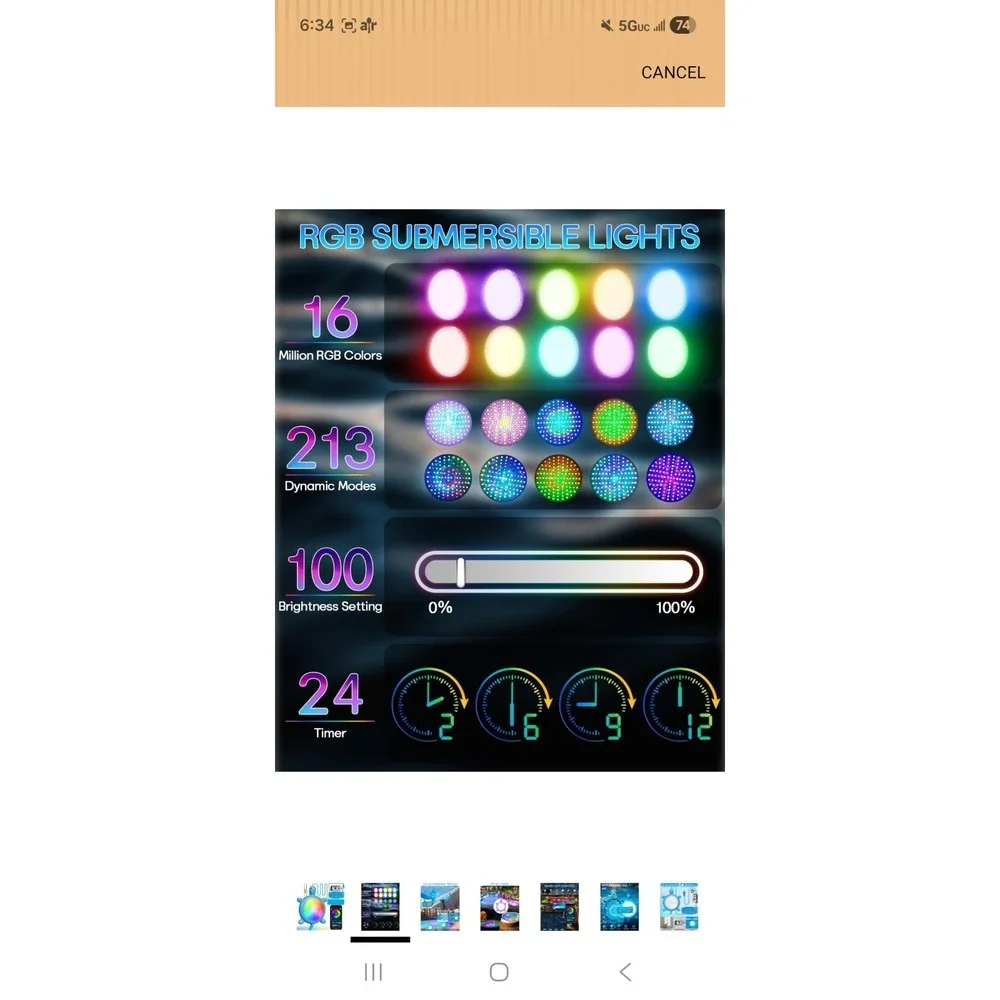 Priorare LED Pool Light Turtle RBIC App Control IP68 Waterproof XZM-F018 White